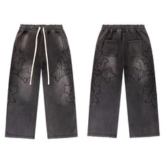 Vale Forever Vintage Gothic Cross Zip-Up Hoodie & Sweatpants Set - Charcoal / Washed Black