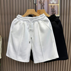 26 year new three yarn blended summer trendy brand casual cotton shorts mid length men's loose five quarter pants designer