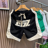 Summer Ice Silk Thin Splicing Casual Loose Shorts Men's Korean Style Trendy Versatile Pentagram Pants Youth Beach Pants
