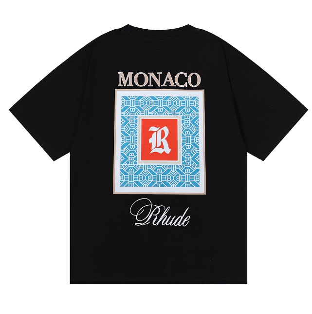 RHUDE "Monaco" Graphic Print T-Shirt - Black