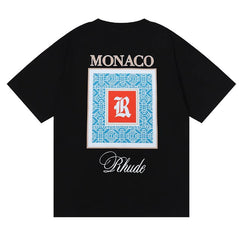 RHUDE "Monaco" Graphic Print T-Shirt - Black