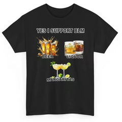 American Fun YES I Support BLM Wine Pattern Printed Loose Short sleeved T-shirt for Men and Women