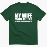 American retro funny text T-shirt, wife makes me fat, fun meme, loose 2026 men and women casual short sleeved shirt