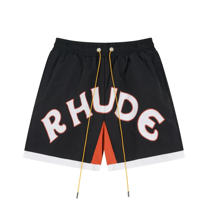 RHUDE Arch Logo Drawstring Athletic Shorts - Black