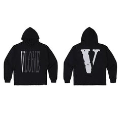 Vlone Classic Logo Graphic Hoodie - Black/Dusty Purple