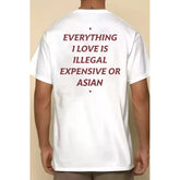 Everything I Love Is Illegal Expensive Or Asian Letter T-shirt for Men and Women