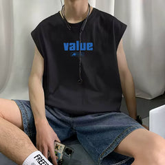 American basketball vest, men's summer sleeveless t-shirt, trendy brand, running, sports training, camisole, plus plus size, cool top (10)