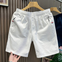 2026 new slim fit casual white shorts for men in summer, thin and loose five quarter pants, mid length pants for men, trendy and high-end