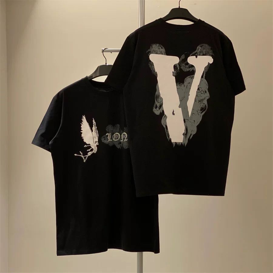 Vlone Dove & Marble "V" Graphic T-Shirt - Black