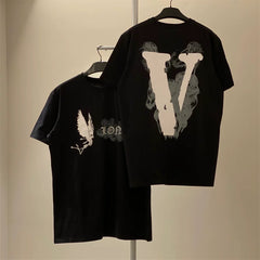 Vlone Dove & Marble "V" Graphic T-Shirt - Black