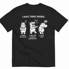 American casual funny hippopotamus three emotion meme T-shirt niche fun print loose fitting unisex short sleeved trend
