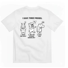 American casual funny hippopotamus three emotion meme T-shirt niche fun print loose fitting unisex short sleeved trend