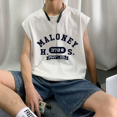 Pure cotton men's sports vest 2023 new basketball fitness trend sleeveless top loose youth vest (6)