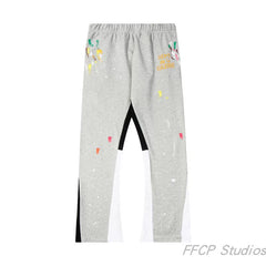 Gallery Dept. "DEPT. de la GALERIE" Paint Splatter Contrast Panel Sweatpants - Heather Grey