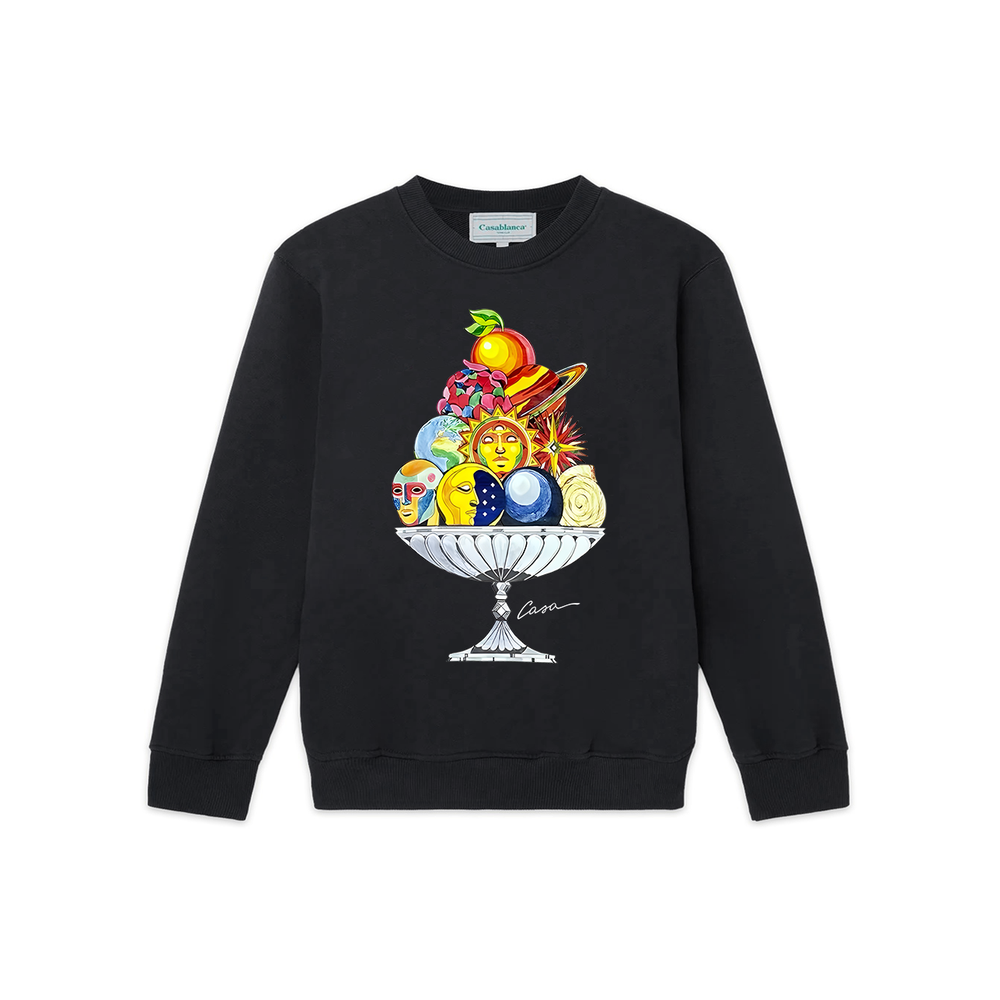 Casablanca Heavy 380g Non Velvet Hoodie Men's American Printed Loose, Small Cap Round Neck Top Trendy (21)