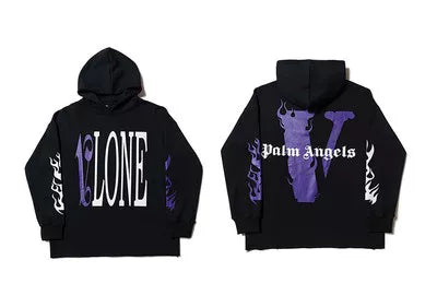 Vlone x Palm Angels Collaboration Graphic Hoodie - Black/Purple