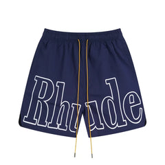 RHUDE Signature Script Logo Athletic Shorts - Navy / White
