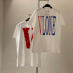 Vlone Classic Logo Graphic T-Shirt - White/Red-Blue