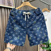 European men's high-end jacquard denim casual shorts 2026 new summer trendy brand fashionable beach five quarter pants for men