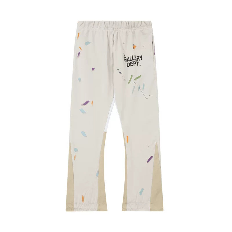 Gallery Dept. Paint Splatter Contrast Panel Sweatpants - Off-White / Cream
