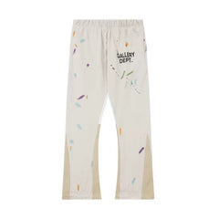 Gallery Dept. Paint Splatter Contrast Panel Sweatpants - Off-White / Cream