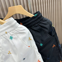 Trendy brand shorts men's summer new fashion design sense embroidered letter five quarter pants youth quick drying breathable beach pants
