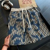 Cleanfit color blocked knitted shorts for men, summer design sense, worn as outerwear, sports pants, American casual beach pants