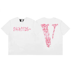 Vlone Lip Print "FRIENDS-" Graphic T-Shirt - White/Pink