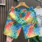 European Station Trendy Brand Colorful Graffiti Printed Casual Shorts for Men, 2026 Summer New Camouflage Pentagram Pants Beach Pants