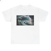 Tsunami black and white tsunami wave landscape print short sleeved T-shirt American 2026 style loose fitting men's and women's top