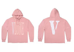 Vlone Classic Logo Graphic Hoodie - Pink/White