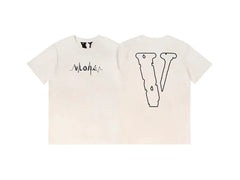 Vlone Outline Pulse Wave Graphic T-Shirt - Off-White