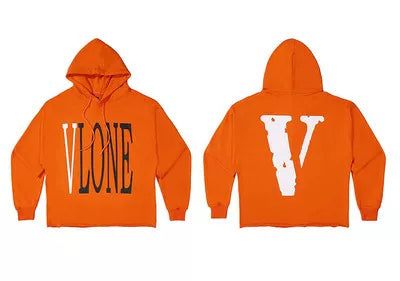 Vlone Classic Logo Graphic Hoodie - Orange/Black