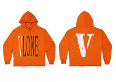 Vlone Classic Logo Graphic Hoodie - Orange/Black