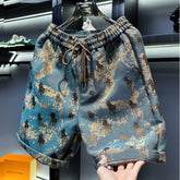 European retro men's high-end jacquard casual shorts, new summer trend brand, fashionable beach five quarter pants for men wearing outside
