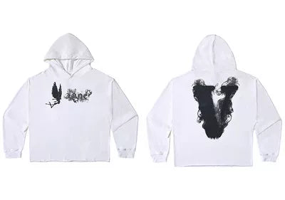 Vlone Dove & Marble "V" Graphic Hoodie - White/Black