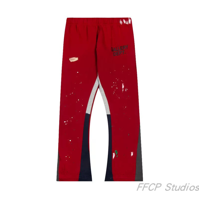 Gallery Dept. Paint Splatter Contrast Panel Sweatpants - Red