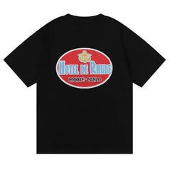 RHUDE "Hotel de Rhude Monte-Carlo" Graphic Back-Print T-Shirt - Black