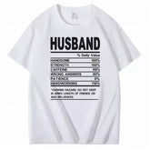 HUSBAND Daily Value Fun Text T-shirt American Funny Meme Loose 2026 Short Sleeve Men and Women