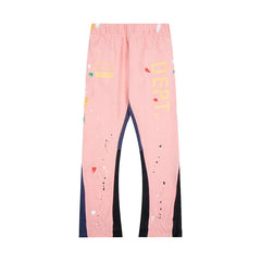 Gallery Dept. "DEPT." Vertical Logo Paint Splatter Contrast Panel Sweatpants - Pink