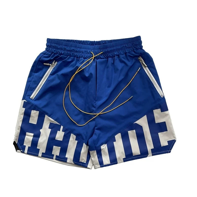 RHUDE Logo Panel Athletic Shorts - Blue / White