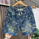 European men's high-end jacquard casual denim shorts, new summer trend brand, fashionable beach five quarter pants for men to wear outside