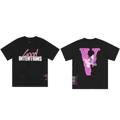 Vlone x Nav "Good Intentions" Graphic T-Shirt - Black/Pink