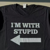 American retro funny arrow stem T-shirt I'm with STUDID fun print loose unisex