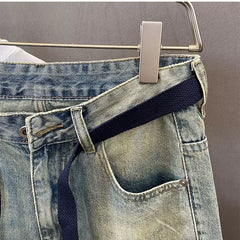 Design sense worn out embroidered denim shorts for men in the summer of 2026, new American fashion brand five quarter pants versatile horse pants