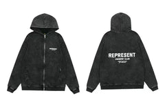 Represent Owners' Club Heavyweight Zip-Up Hoodie - Vintage Black