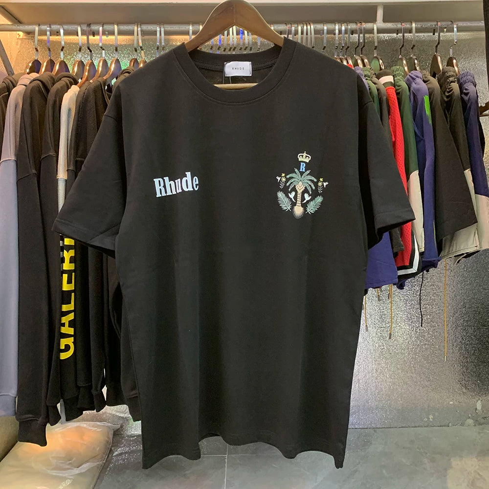 RHUDE Minimalist Logo & Crest Graphic T-Shirt - Black