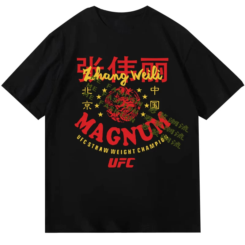 2025 Zhang Weili Same Clothes Chinese Role Model UFC Season T-shirt Boxing Short Sleeve Men's and Women's Top Summer China Beijing