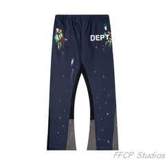 Gallery Dept. "DEPT." Paint Splatter Contrast Panel Sweatpants - Navy Blue