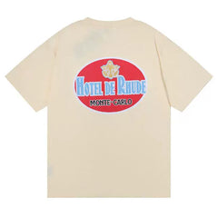 RHUDE "Hotel de Rhude Monte-Carlo" Graphic Back-Print T-Shirt - Cream
